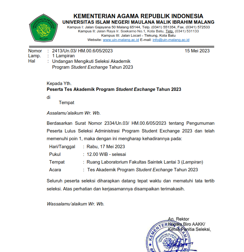 Seleksi Akademik Program Student Exchange Tahun 2023